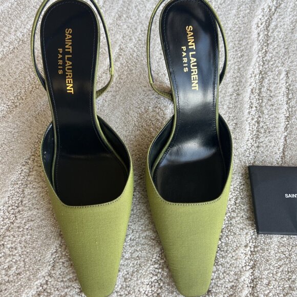 Saint Laurent Silk Slingback Pumps - Picture 2 of 10